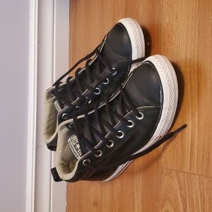 Black Leather Converse Size 5